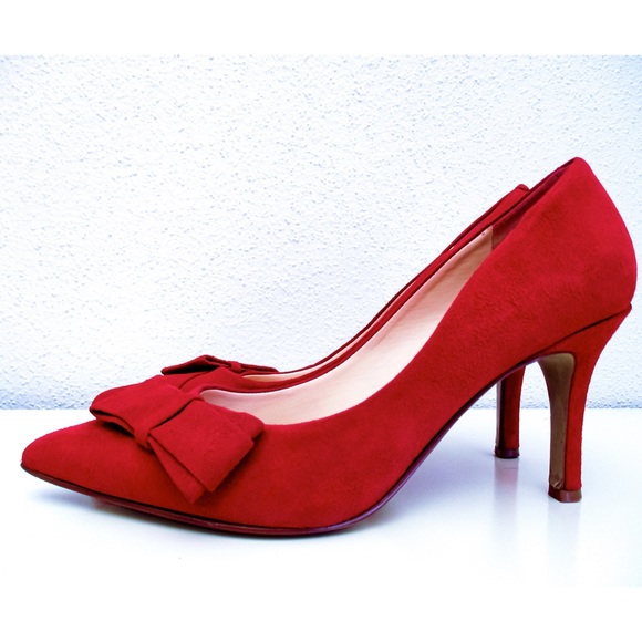 Nine West Red Pointed Toe Pumps w/ Bow - Scarlett - Picture 10 of 10